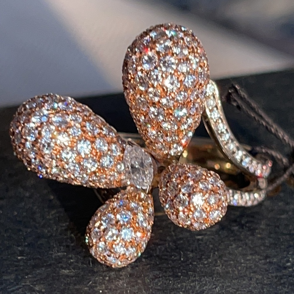 ZYDO 18K gold 4.83ct Diamond butterfly ring